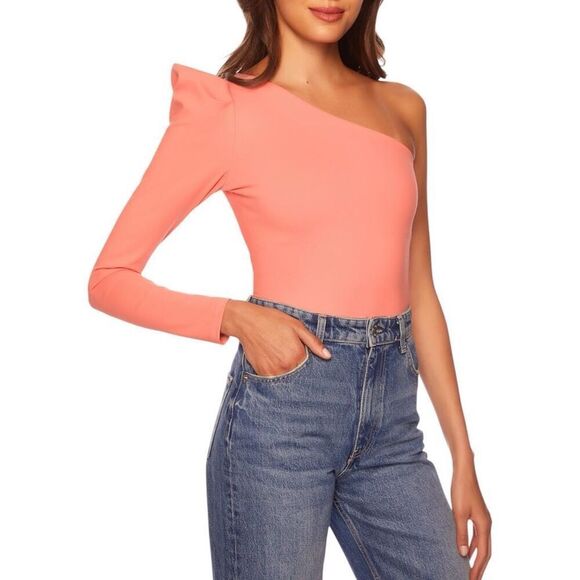 NEW Susana Monaco Pleated One Arm Long Sleeve Top Lotus Small - Picture 1 of 10